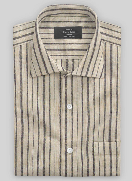 Beige Striped Linen Shirt (Coming Soon)